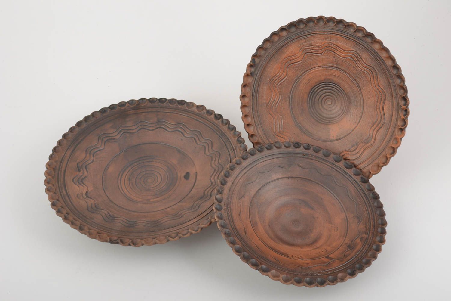 Beautiful handmade ceramic dishware set 3 pieces plates and fruit bowl photo 4