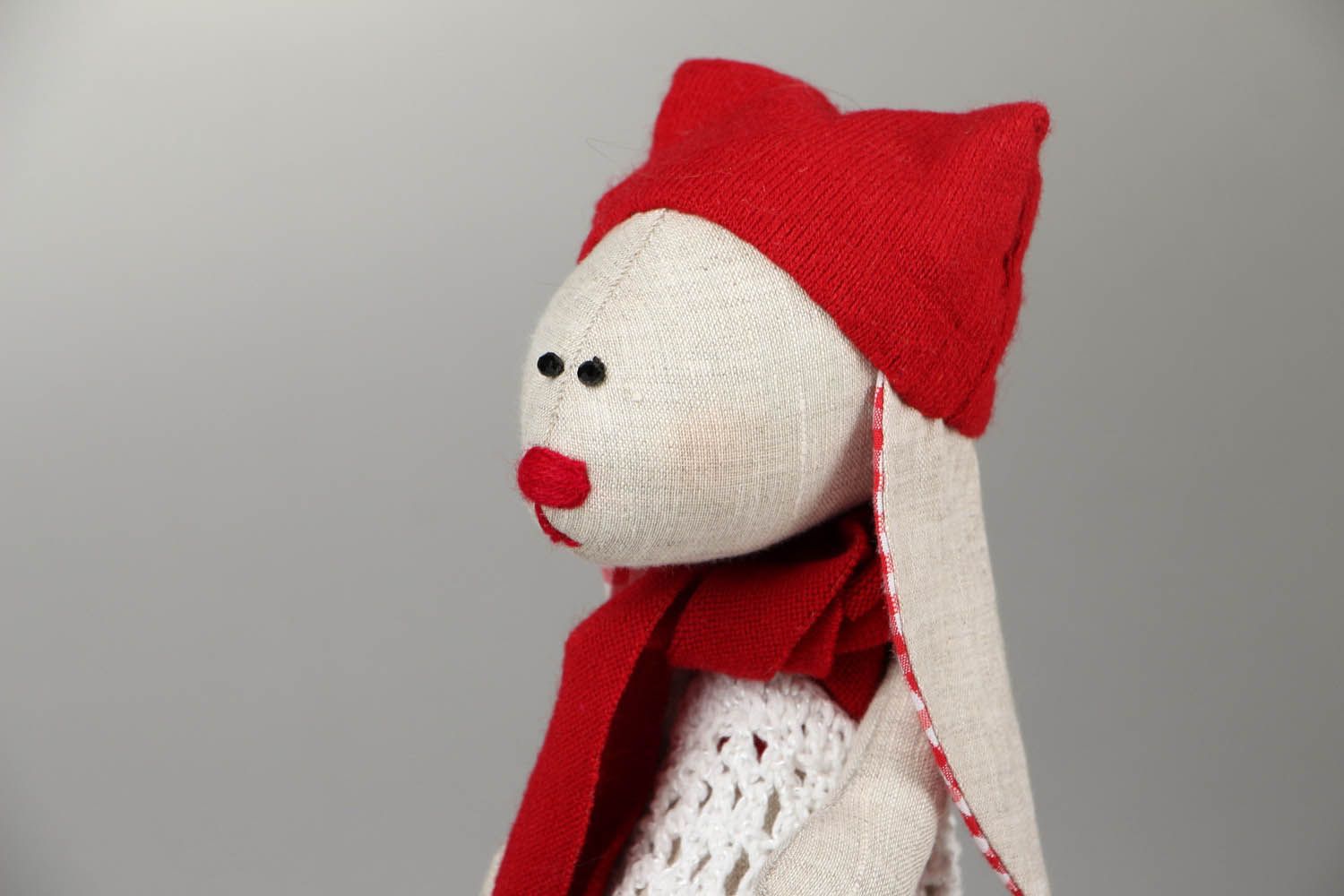 Soft toy Rabbit in red clothes photo 2