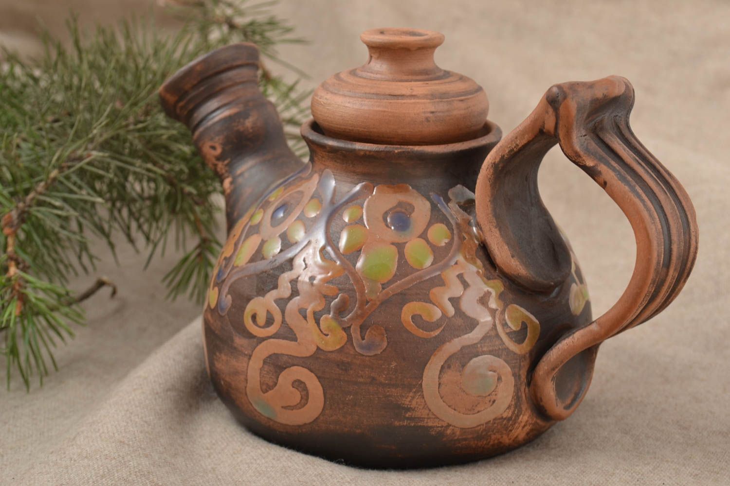 Beautiful handmade ceramic teapot designer clay teapot pottery works table decor photo 1