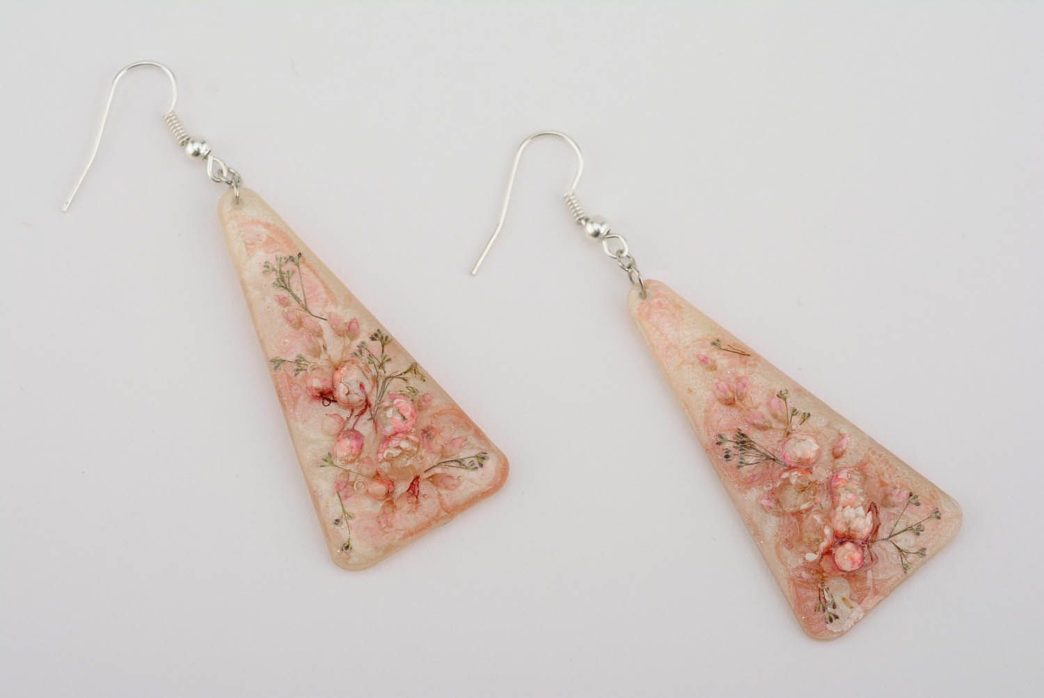 Earrings made of flowers and epoxy resin photo 5