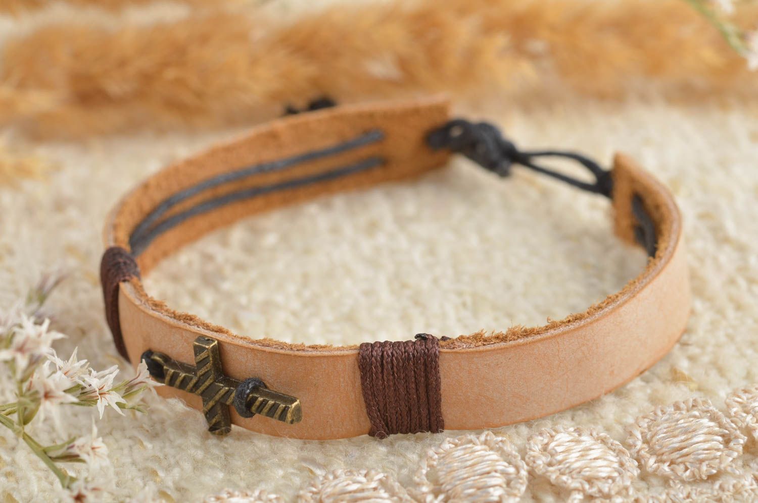 Handmade leather bracelet for women leather wrap bracelet fashion accessories photo 1
