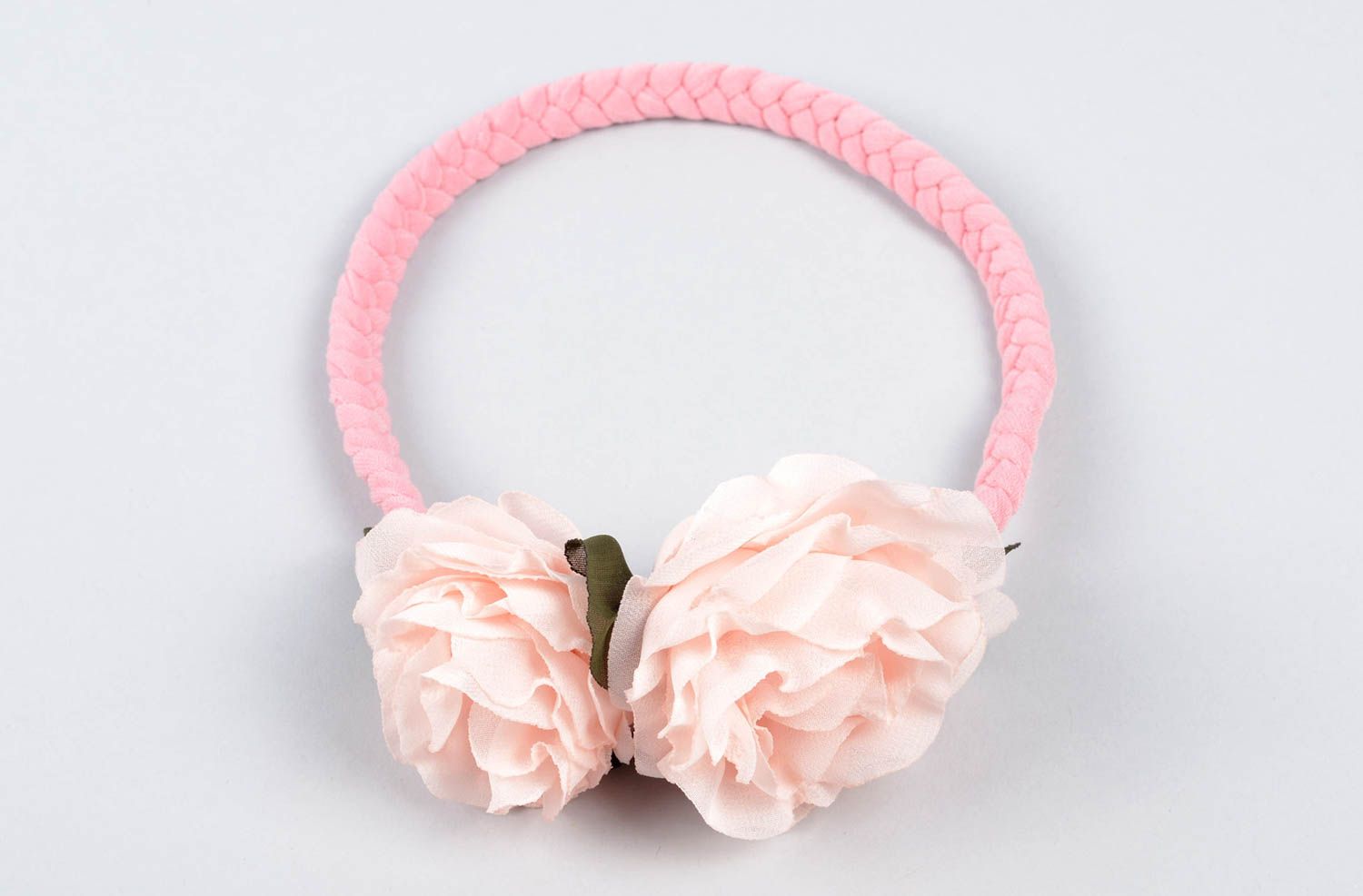 Rosa Haarband mit Blumen handmade Designer Schmuck Accessoire für Haare  foto 1