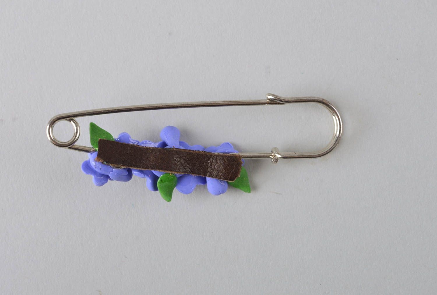 Handmade elegant flower brooch unusual brooch made of clay stylish jewelry photo 3