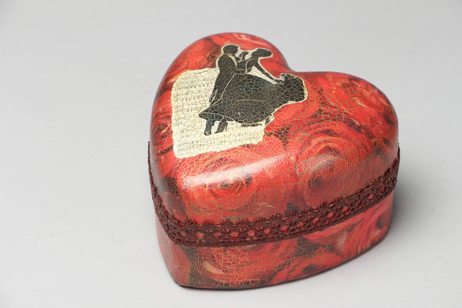 Boîte Coeur décorative faite main originale rouge photo 1
