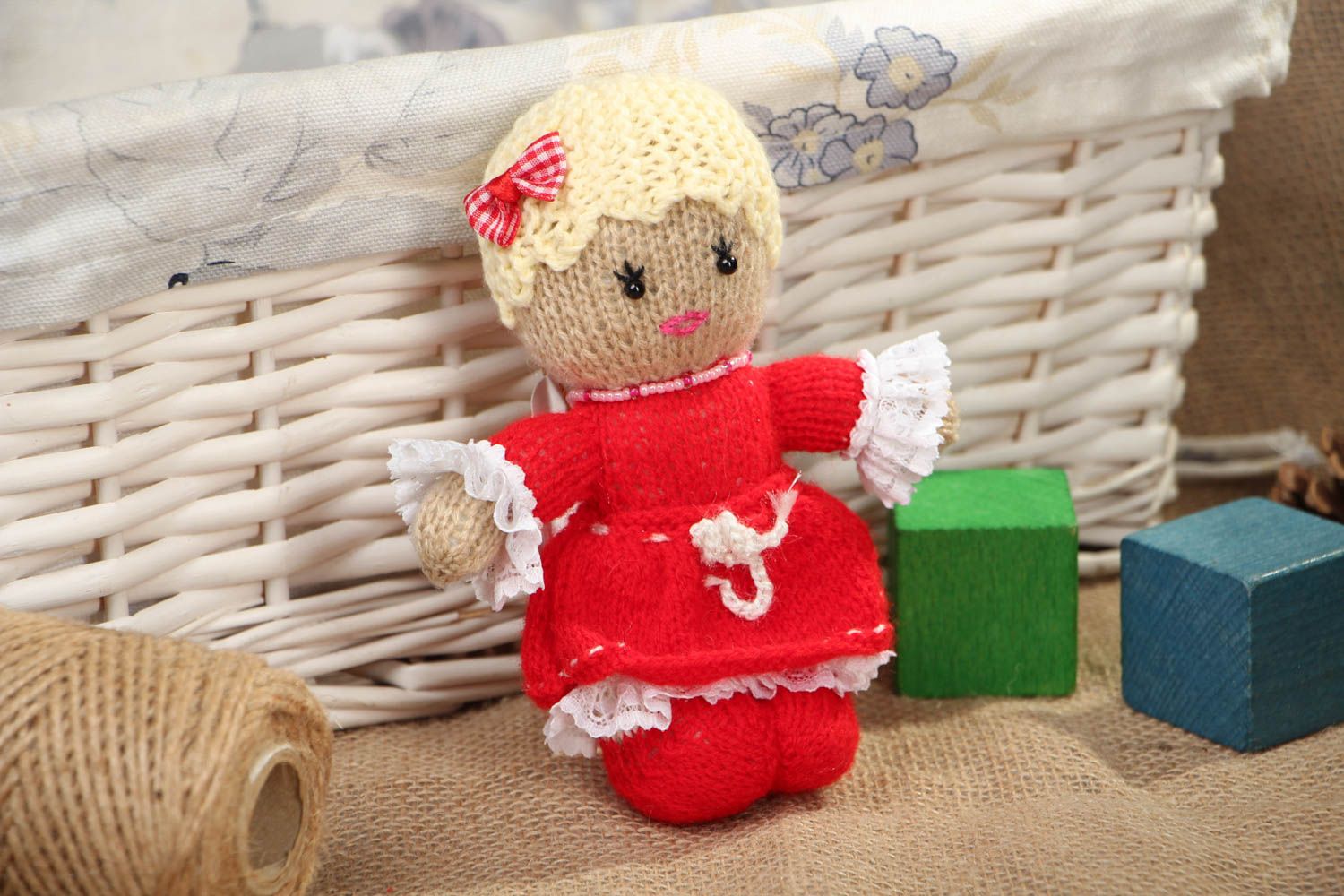 Beautiful hand knitted toy Girl photo 5