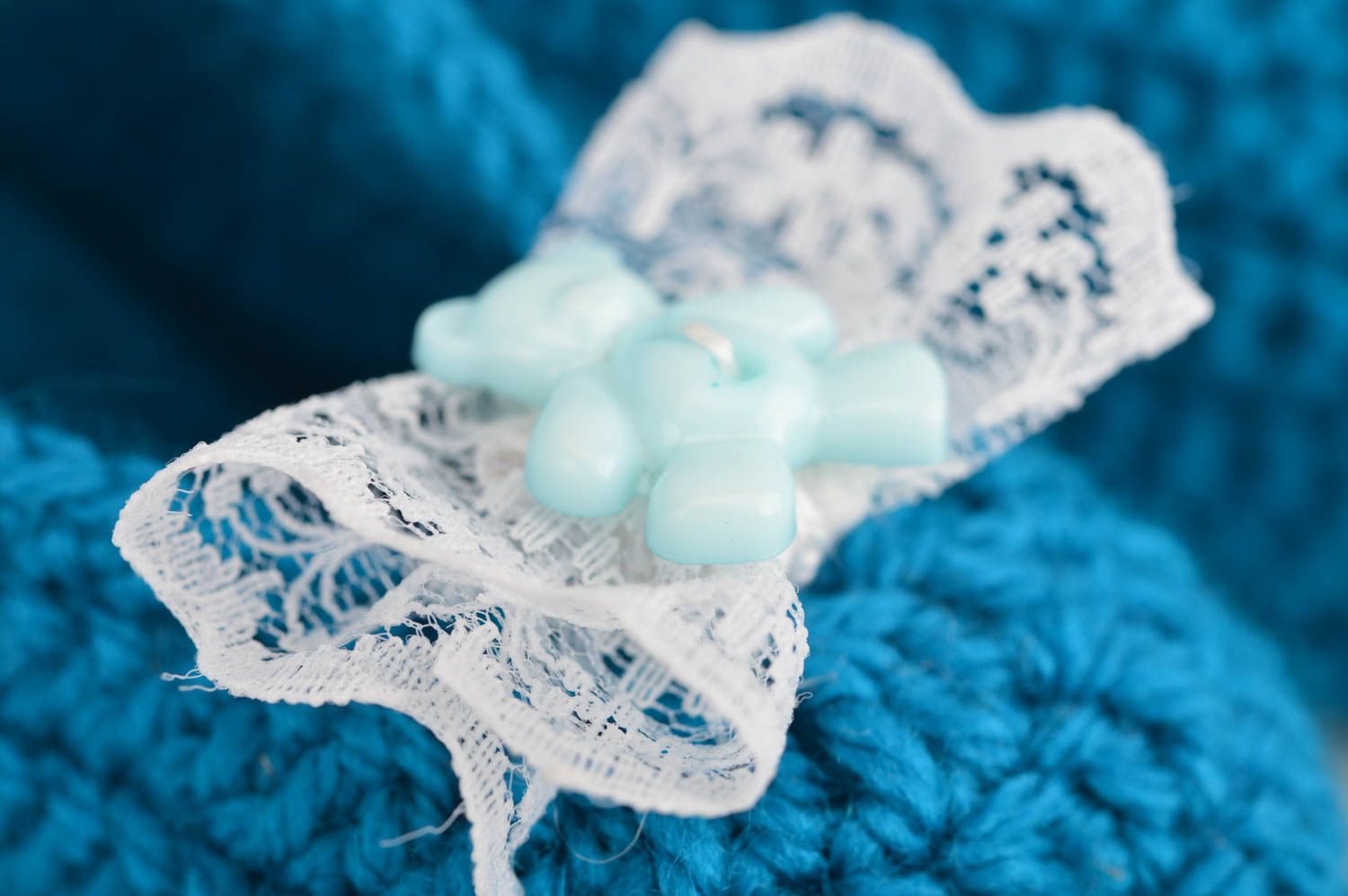 Patucos de bebé de lana y algodón azules claros artesanales bonitos originales  foto 4