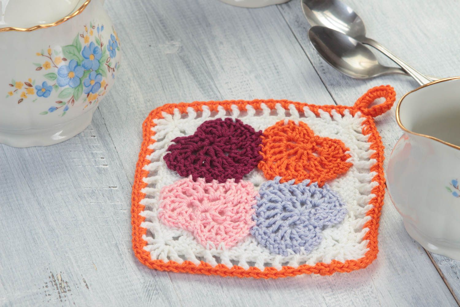 Manique cuisine faite main Accessoire cuisine tricotée au crochet Cadeau femme photo 1