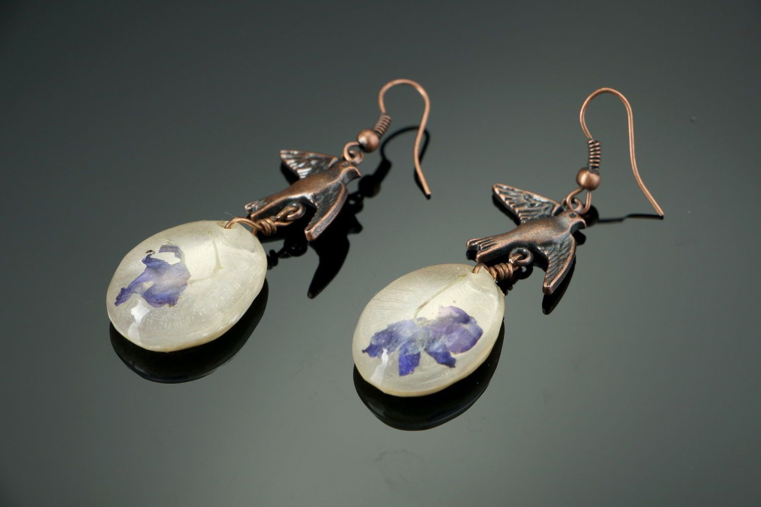 Earrings made of the real flowers photo 3