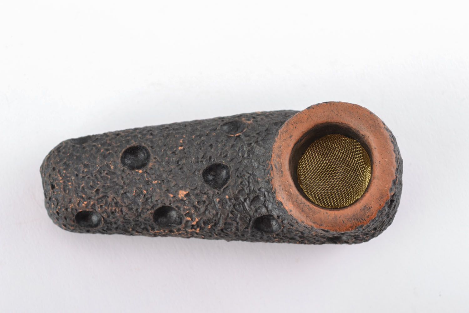 Petite pipe faite main originale en argile rouge accessoire design pour homme photo 1