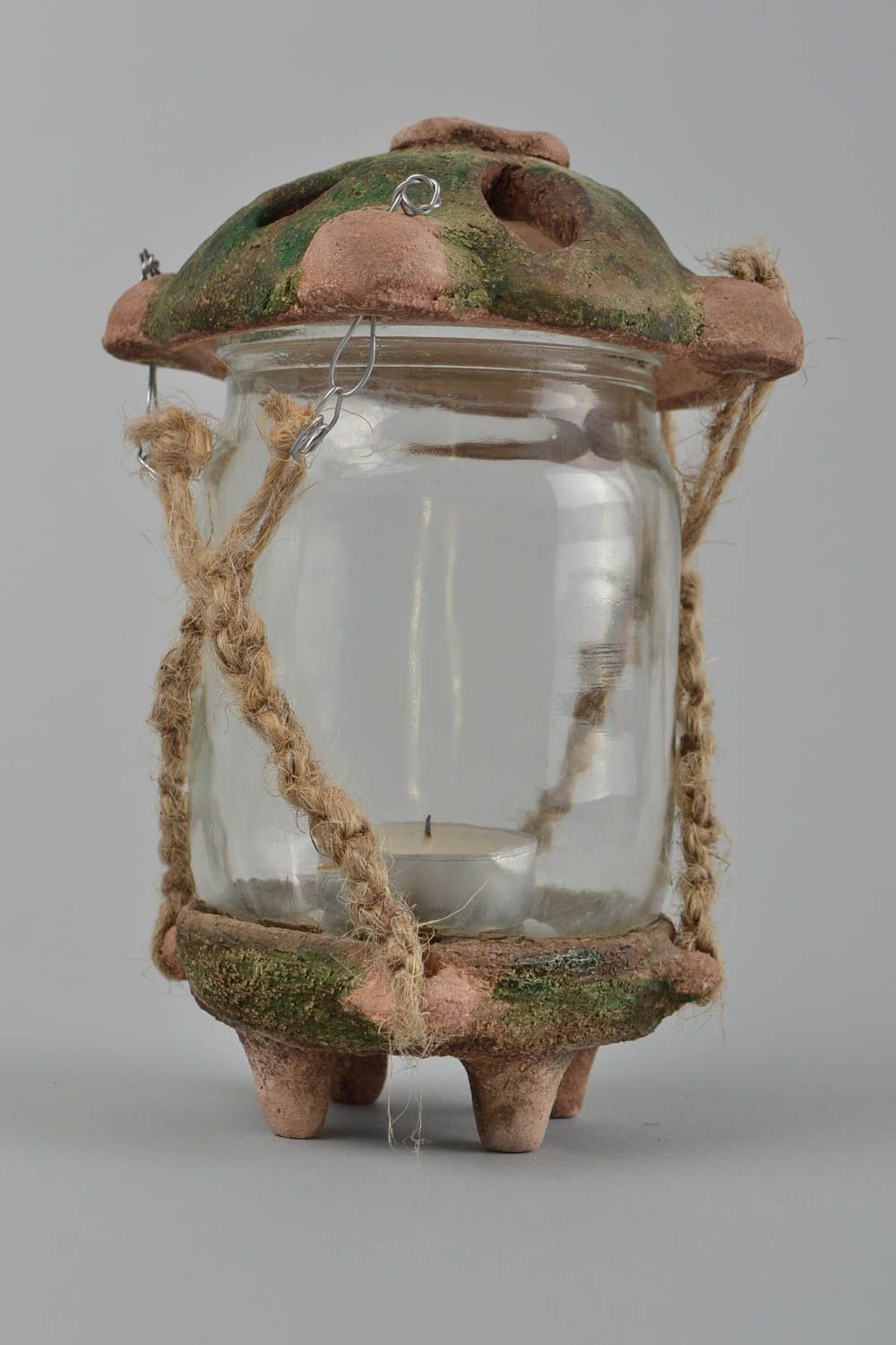 Deko Kerzenhalter handgefertigt Teelichthalter aus Ton Kerzenhalter Keramik  foto 4