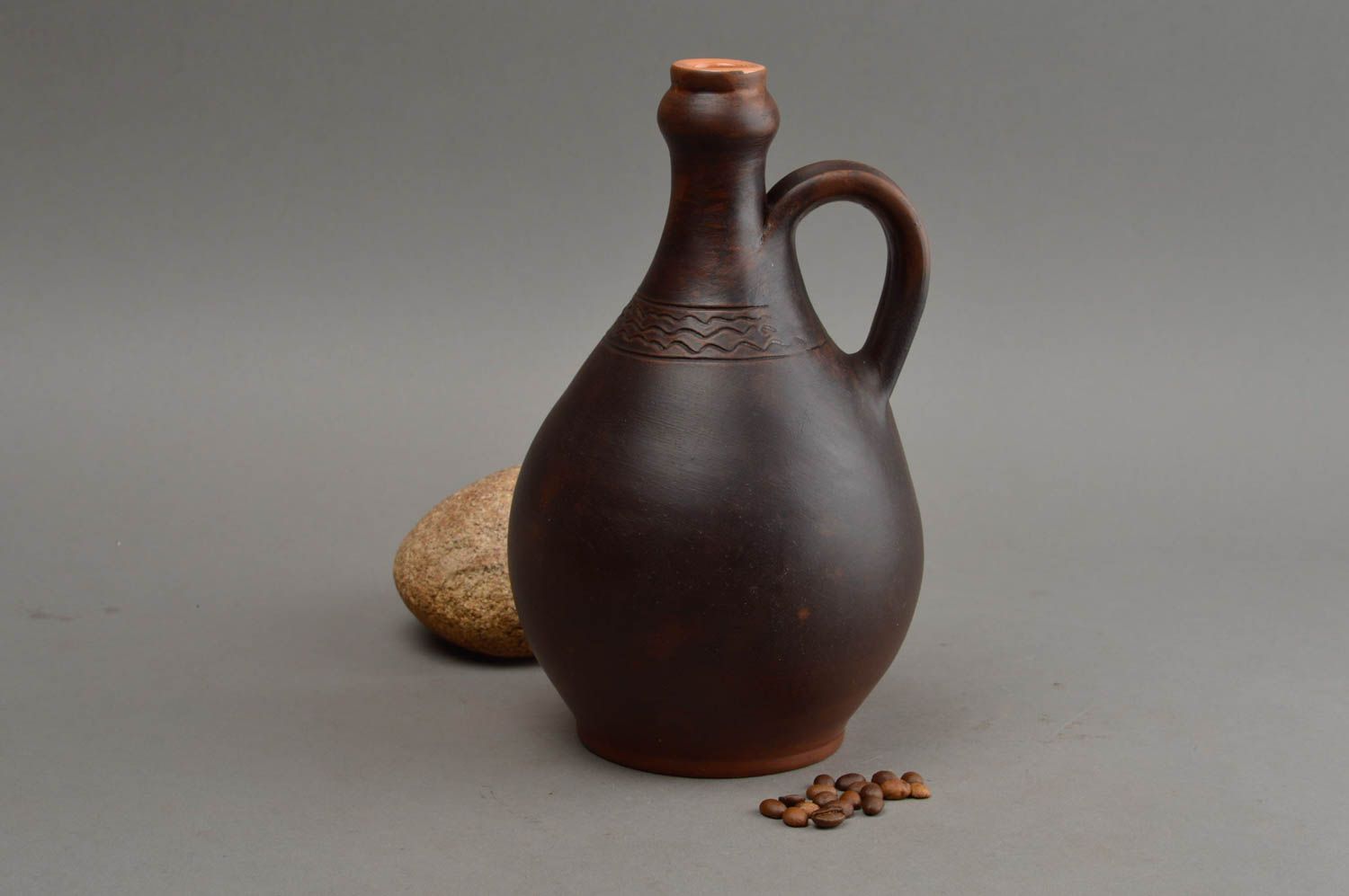 Botella de cerámica marrón hecha a mano ceramica de cocina regalo original foto 1