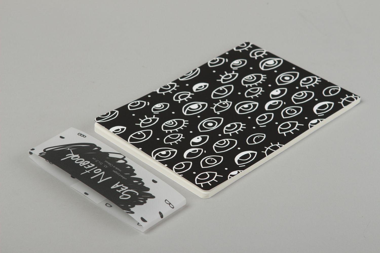 Блокнот ручной работы скетчбук-блокнот черный с глазами блокнот для рисования фото 3