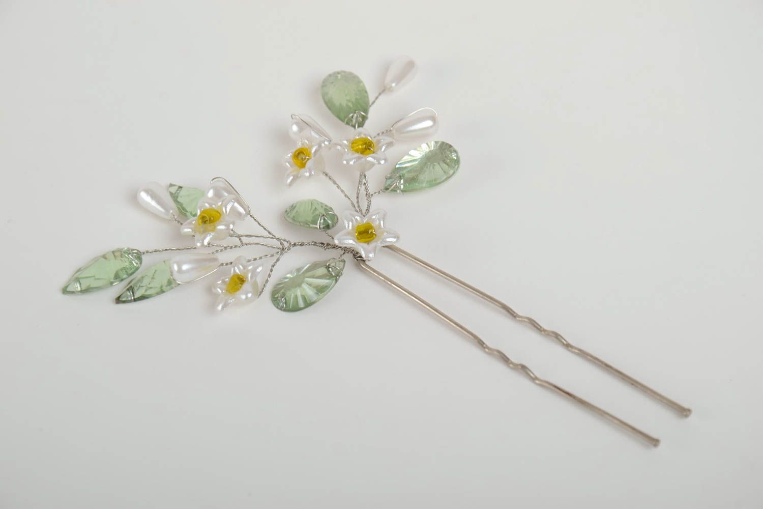 Künstlerische schöne interessante handgemachte Haarnadel mit Blumen für Damen foto 2