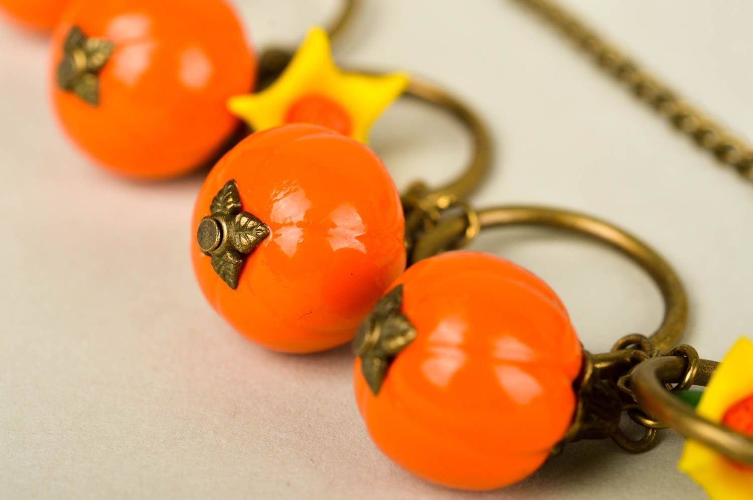 Schmuck Set Armband Damen Handmade Ohrringe Damen Collier aus Polymerton orange foto 4