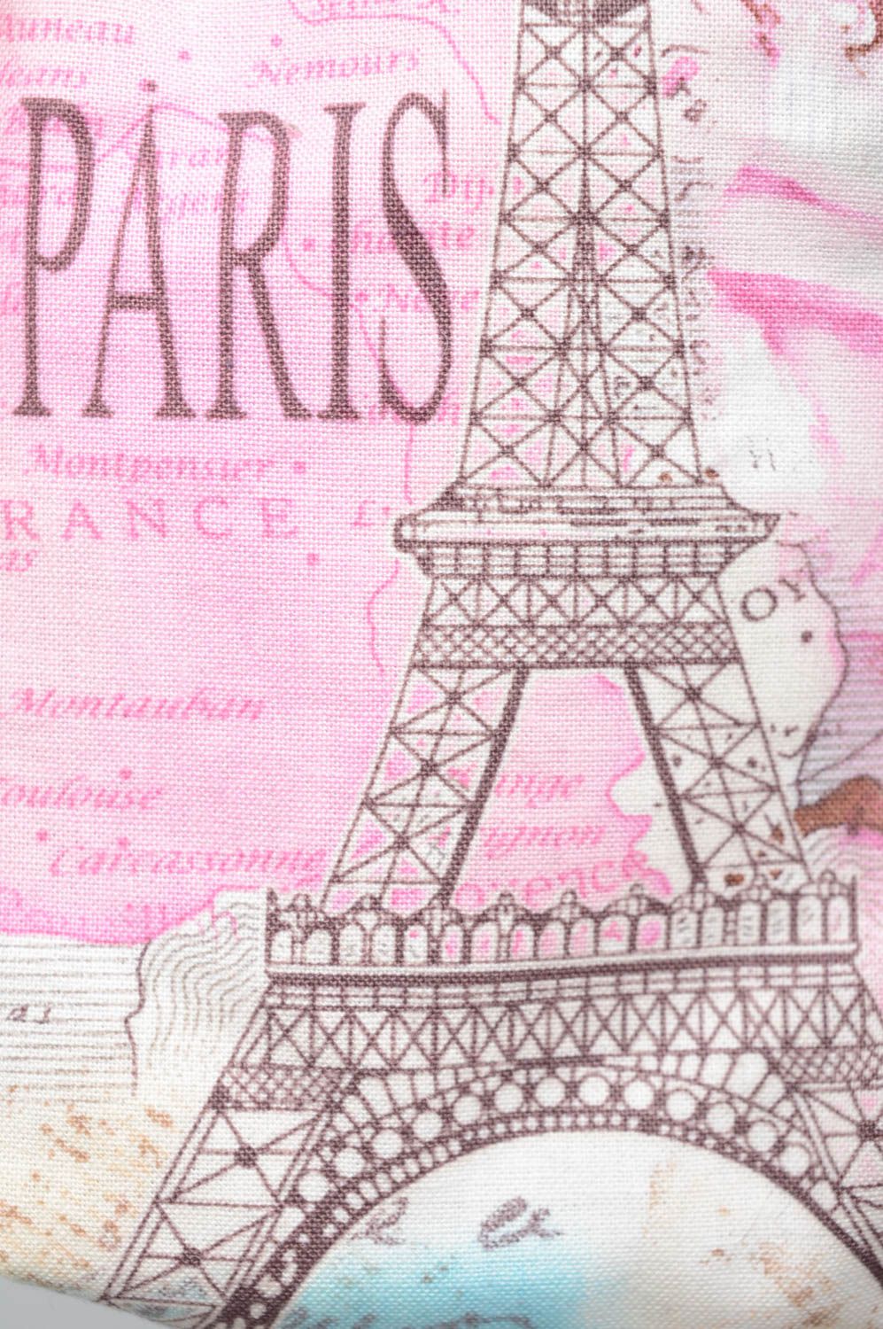Porte-monnaie avec fermoir boules pour femme fillette fait main en tissu Paris photo 3