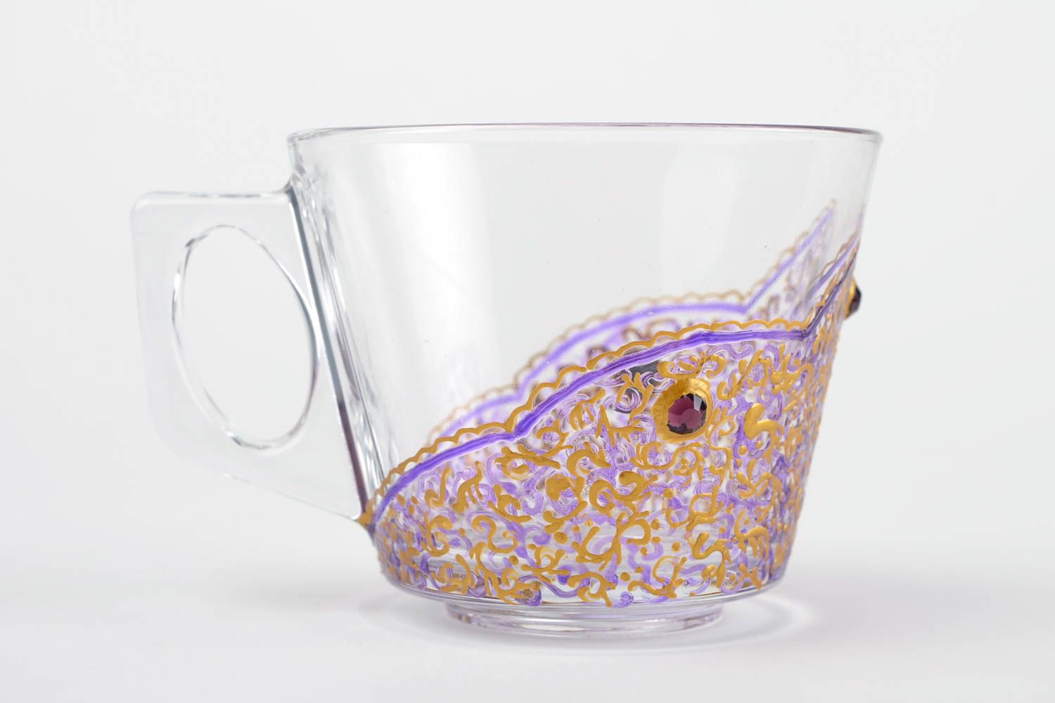 Tasse à café fait main Vaisselle design en verre 20 cl peinte Déco maison photo 1