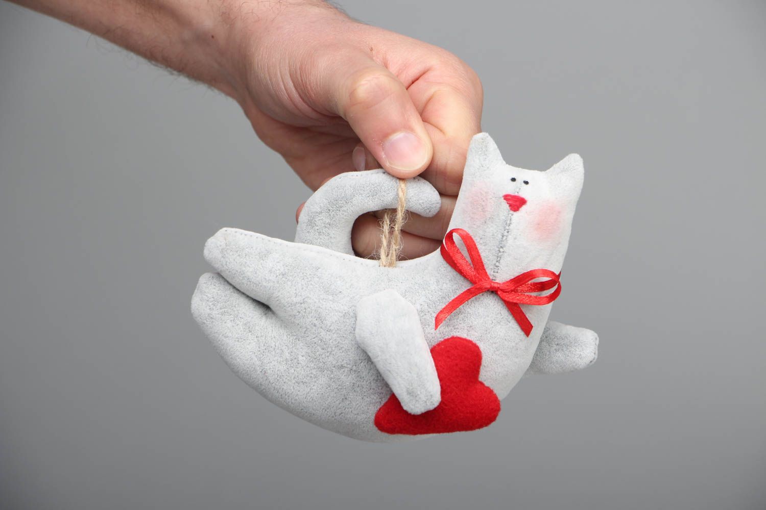 Мягкая игрушка с петелькой ручной работы Влюбленный кот фото 4