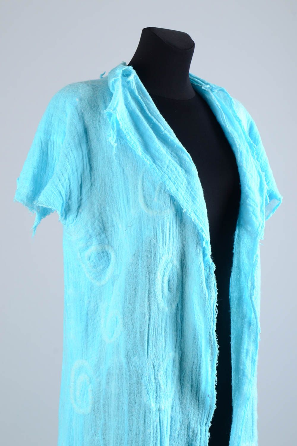 Damen Mantel lang handmade Wollmantel Damen Geschenk für Frauen in Blau schön foto 2