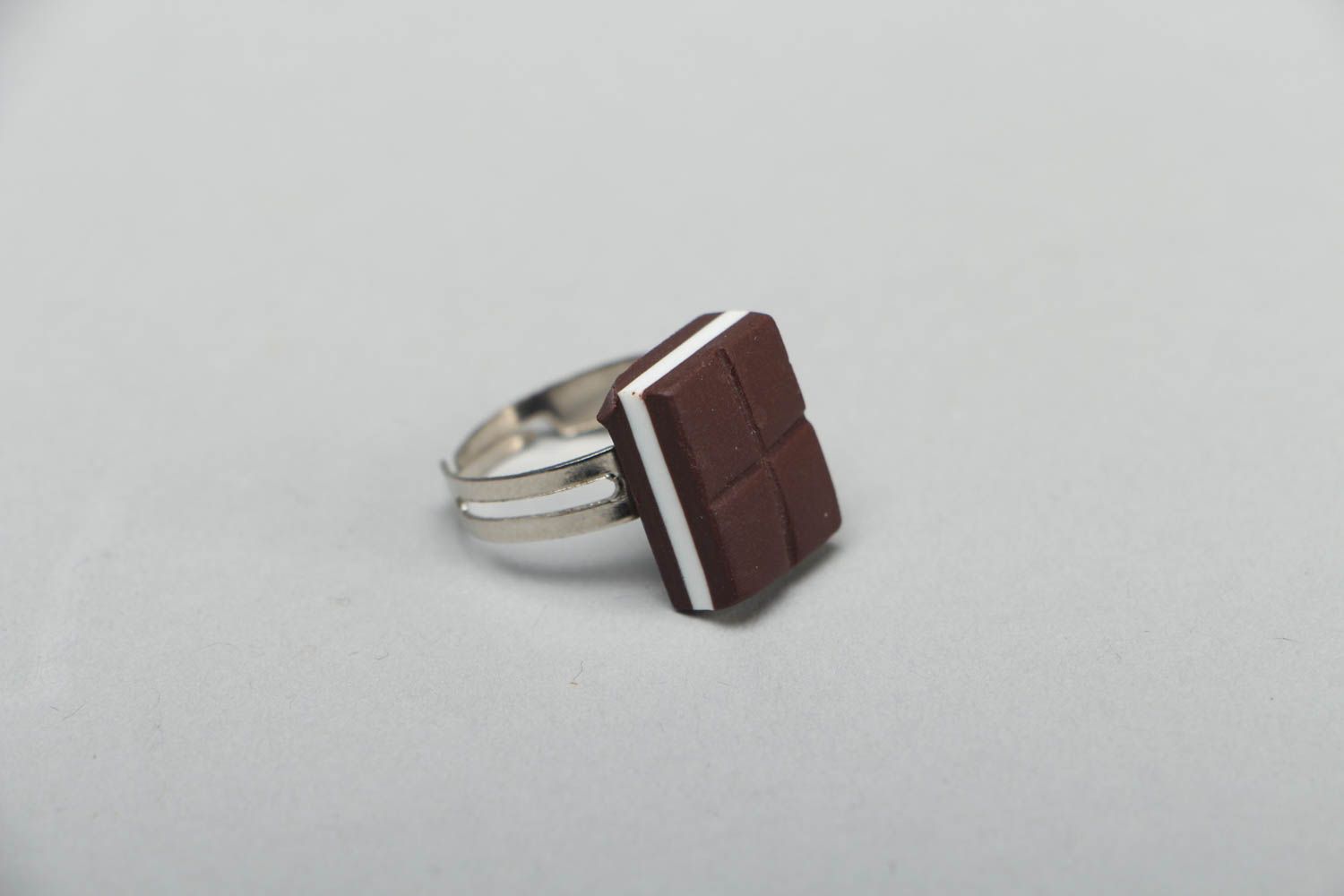 Unusual polymer clay ring photo 1
