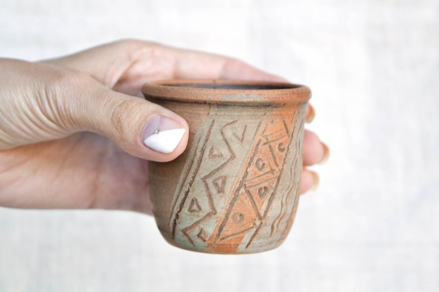 Vaso de cerámica hecho a mano utensilio de cocina vajilla original de arcilla  foto 2