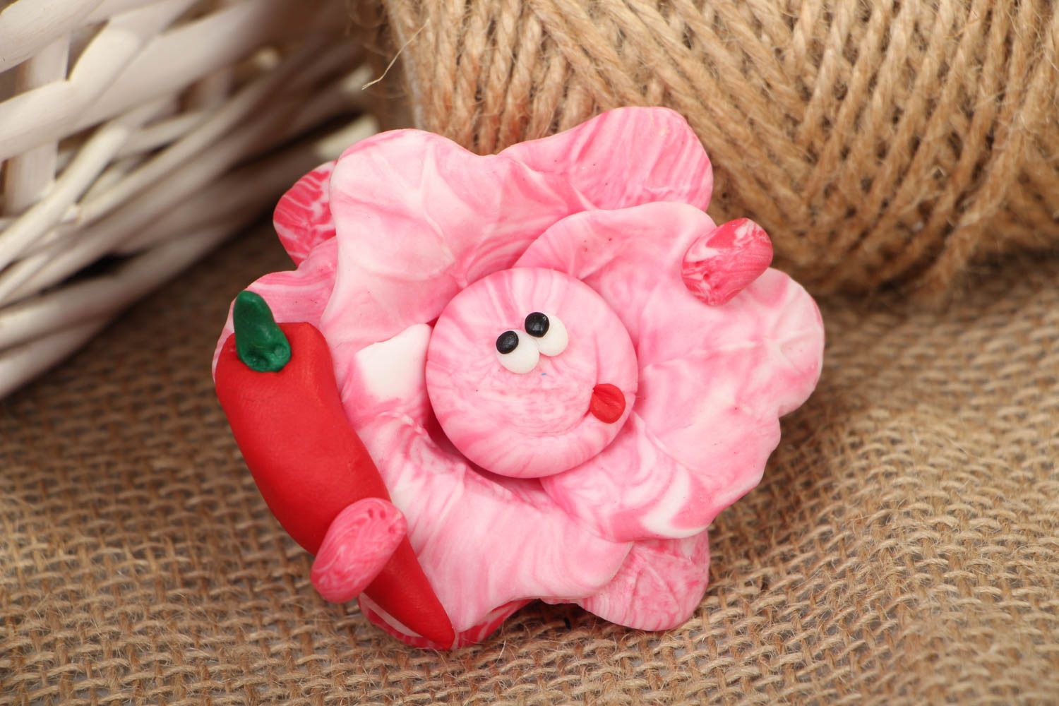 Polymer clay fridge magnet Pink Cabbage and Pepper photo 5