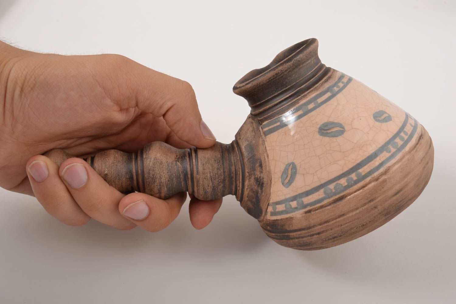 Cafetera turca hecha a mano de cerámica utensilio de cocina regalo original  foto 2