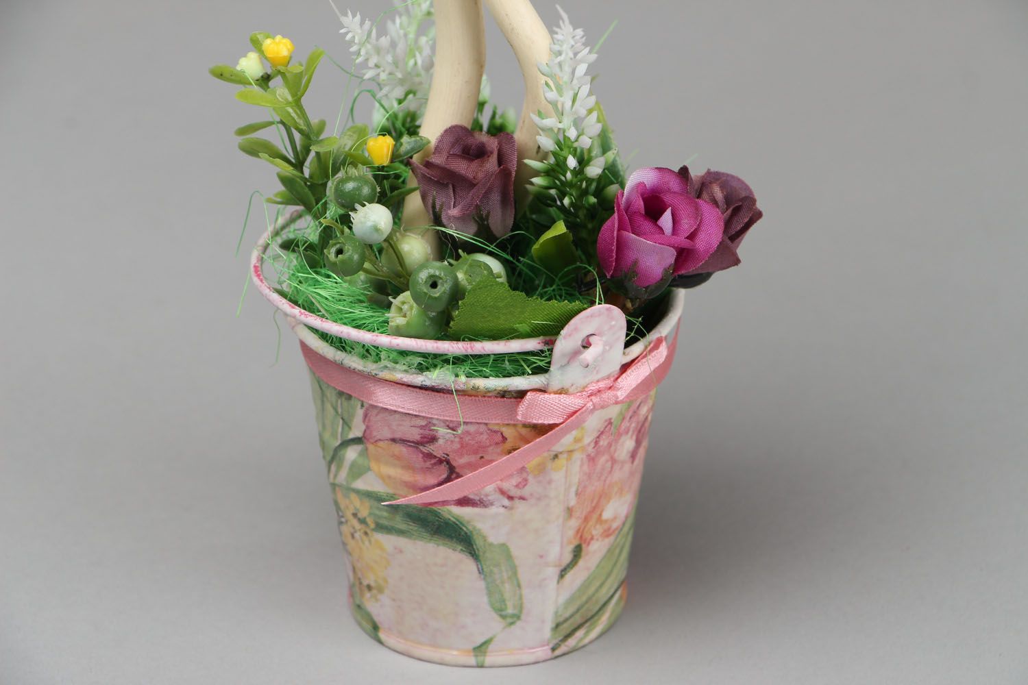 Topiario artesanal con flores “Primavera” foto 3