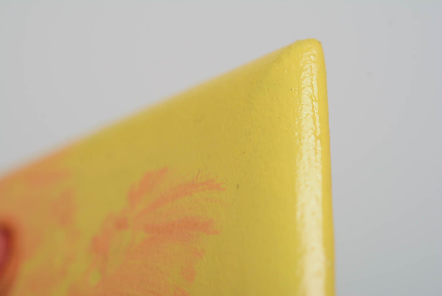 Petit tableau acrylique tigre en panneau de fibres fait main jaune-orange photo 3
