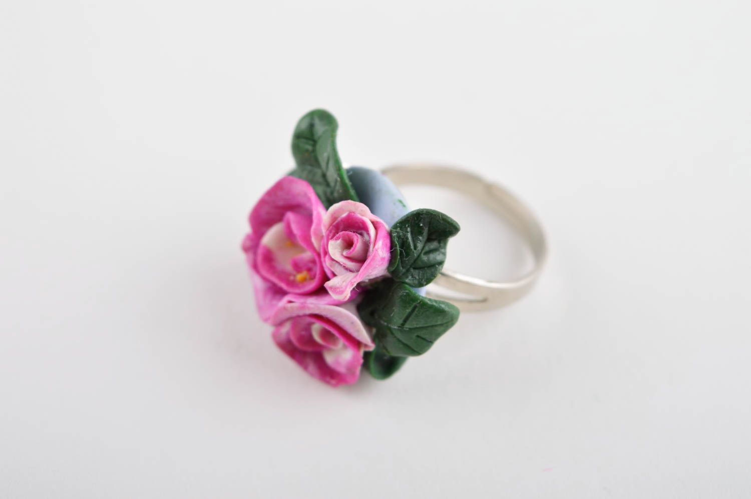Handmade Schmuck Set aus Polymerton Blumen Ohrringe Schmuck Ring Ketten Anhänger foto 4