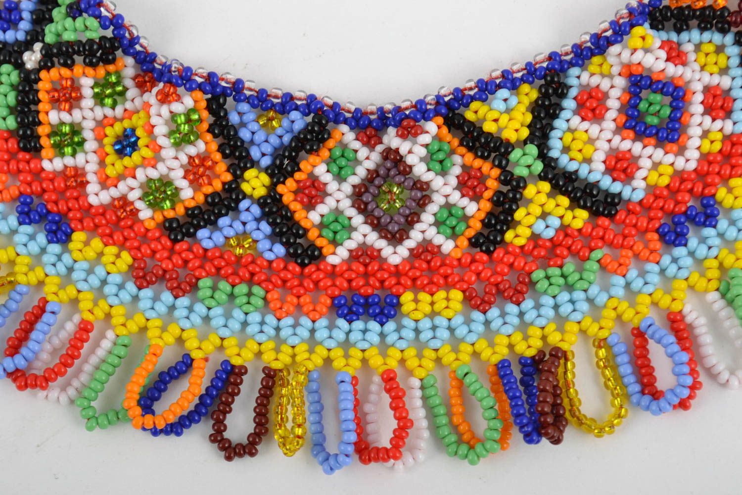 Handmade bright beautiful colorful designer necklace made of Czech beads photo 2