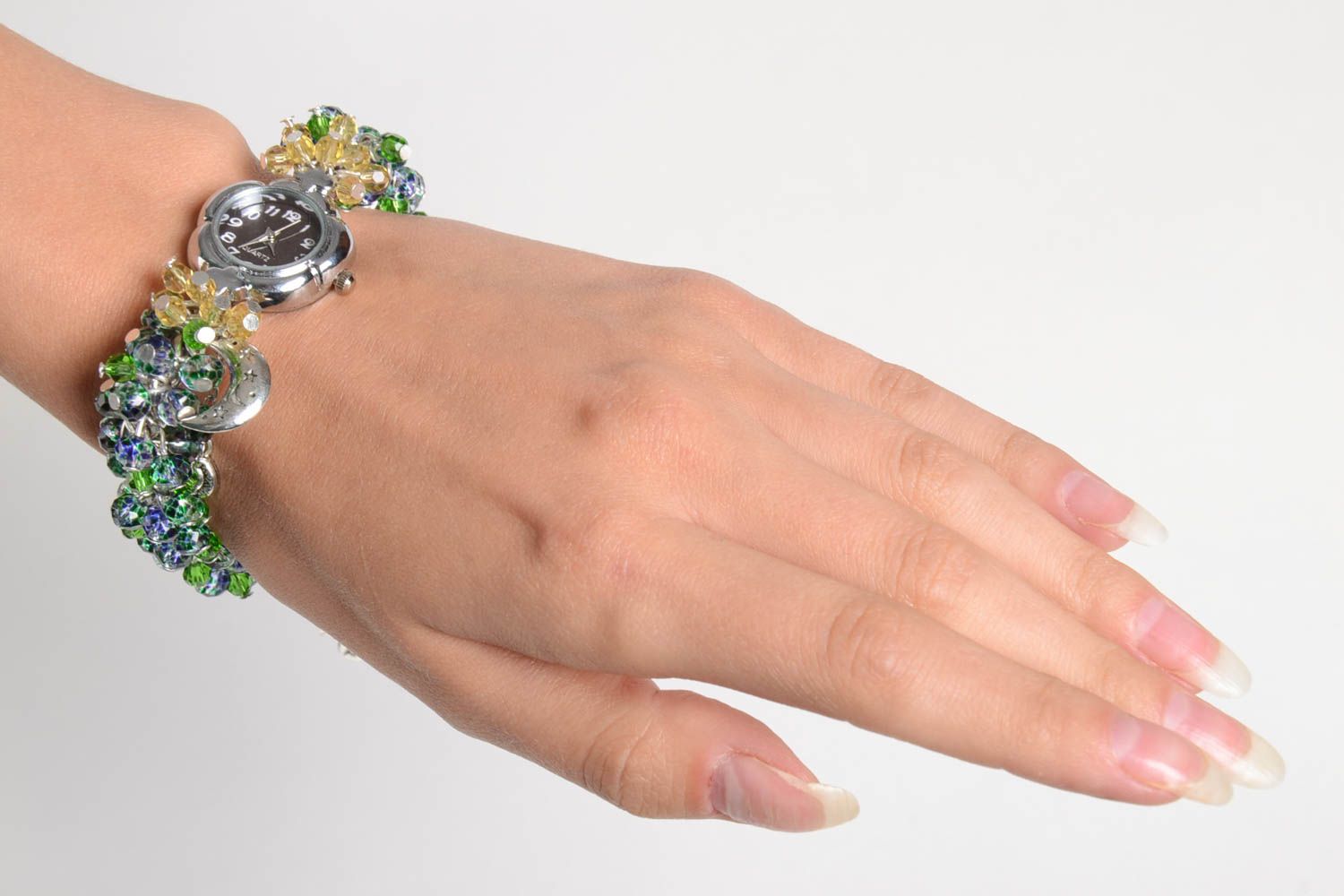 Unusual handmade wrist watch beaded bracelet designs accessories for girls photo 2