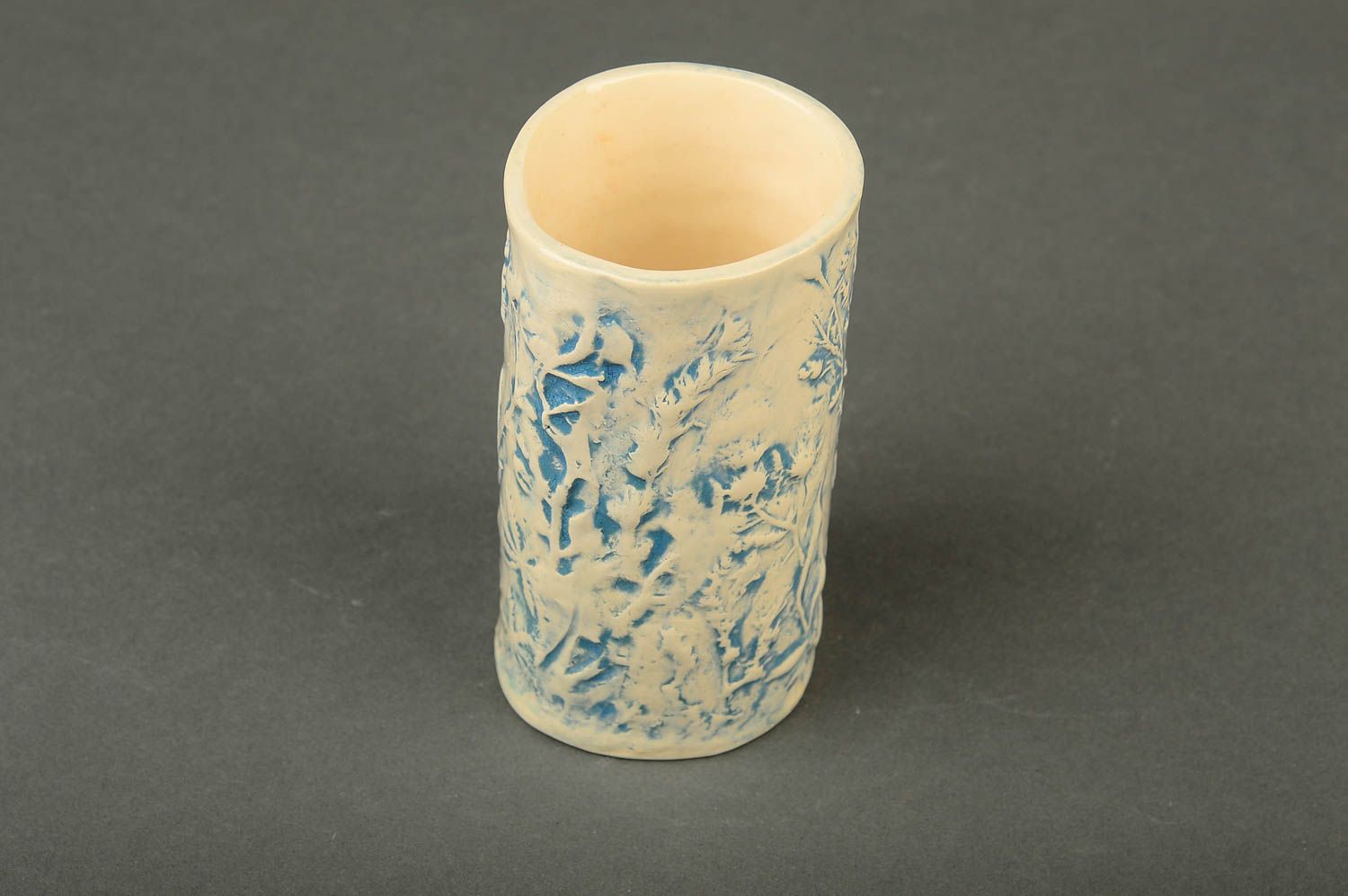 Handgefertigt Becher aus Ton Keramik Geschirr Küchen Deko in Weiß schön foto 3