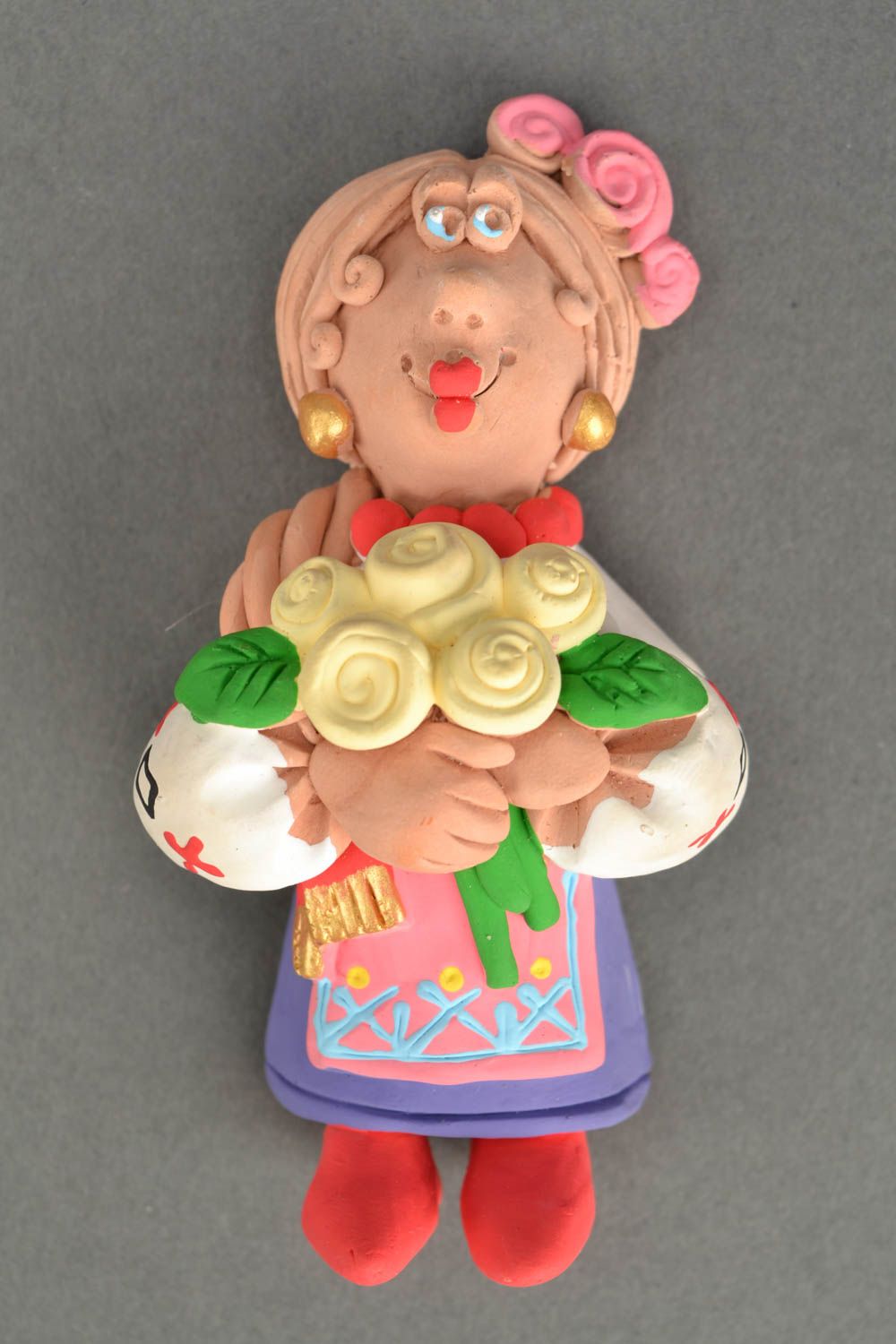 Kühlschrank Magnet handmade Frau mit Blumen foto 5