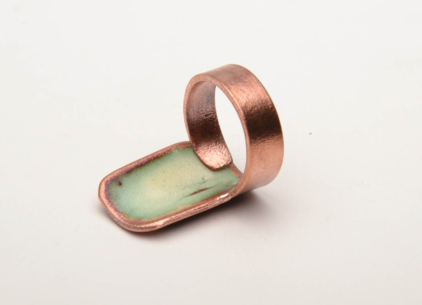 Copper ring with enamel painting as a gift for girl photo 4