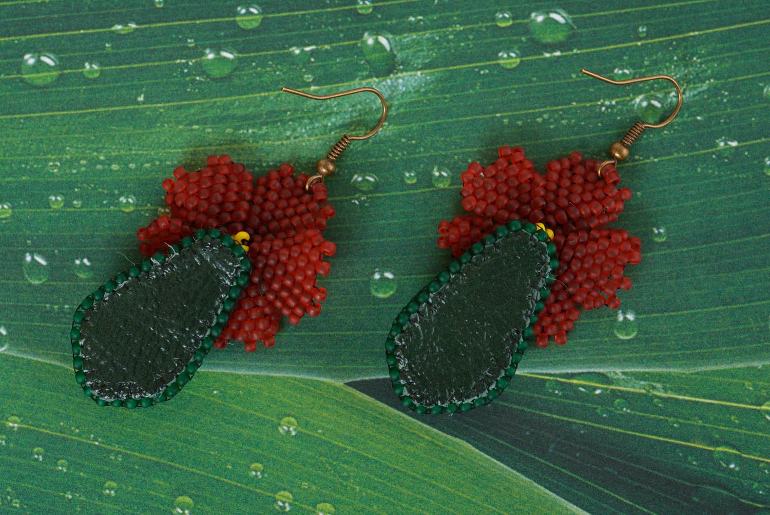 Handmade earrings seed beads flower earrings beaded accessory for women photo 3