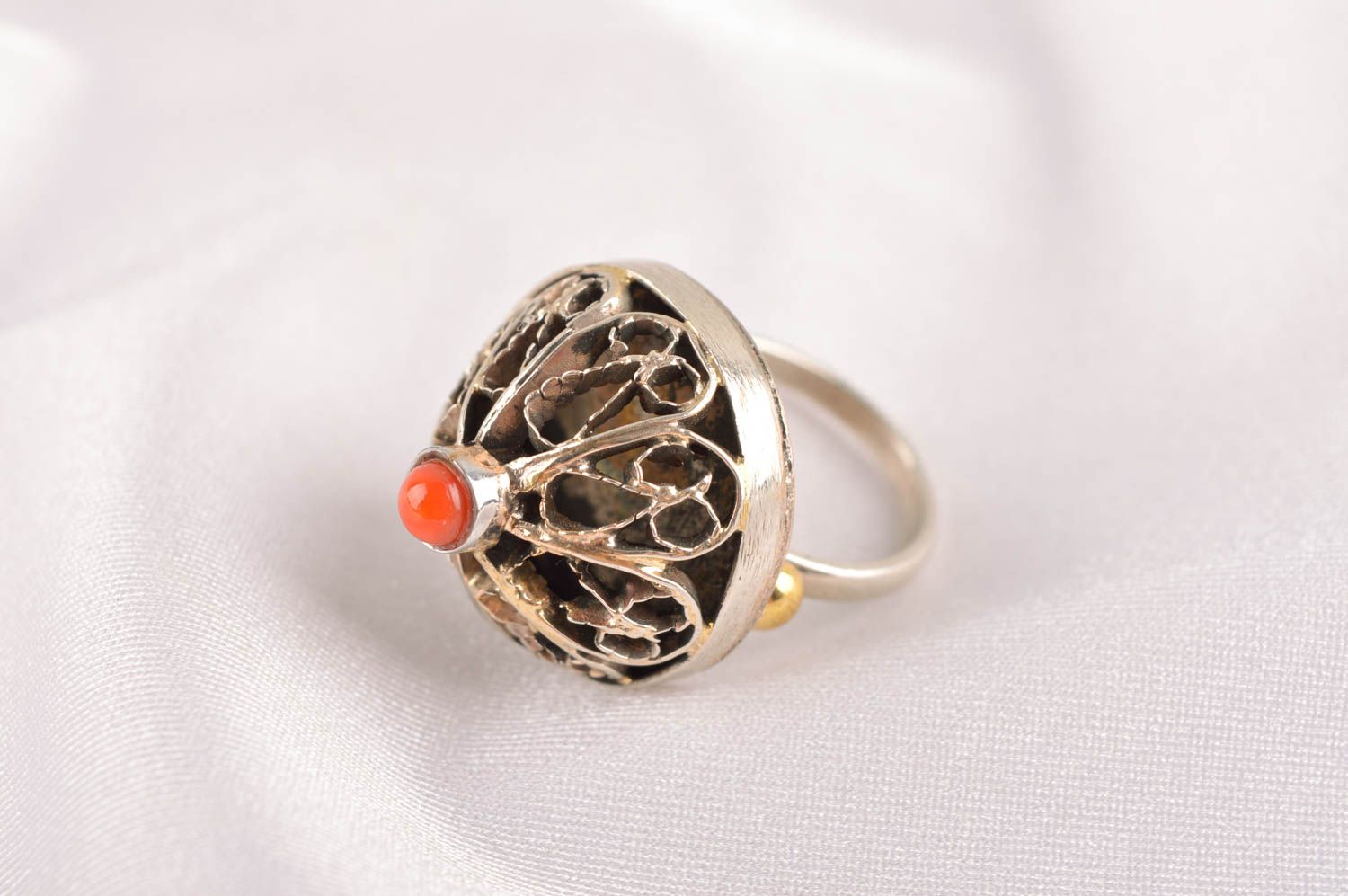 Кольцо ручной работы кольцо из мельхиора со смальтой металлическое украшение фото 1