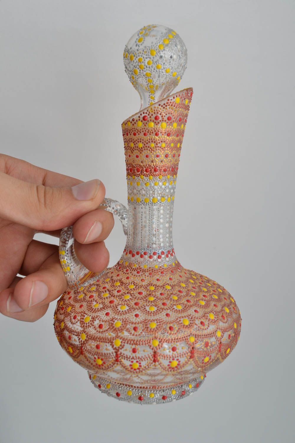 Petite carafe faite main Vaisselle en verre Cadeau pour femme peinte 30 cl photo 5