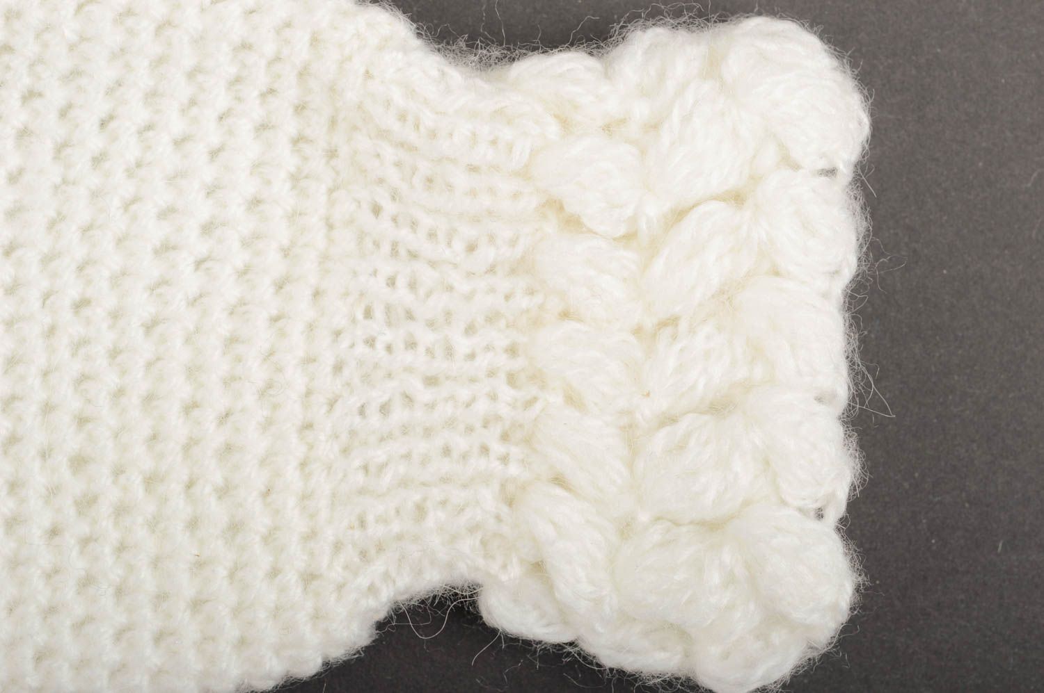 Handmade white crocheted mitts 2 stylish festive mitts beautiful accessories photo 5