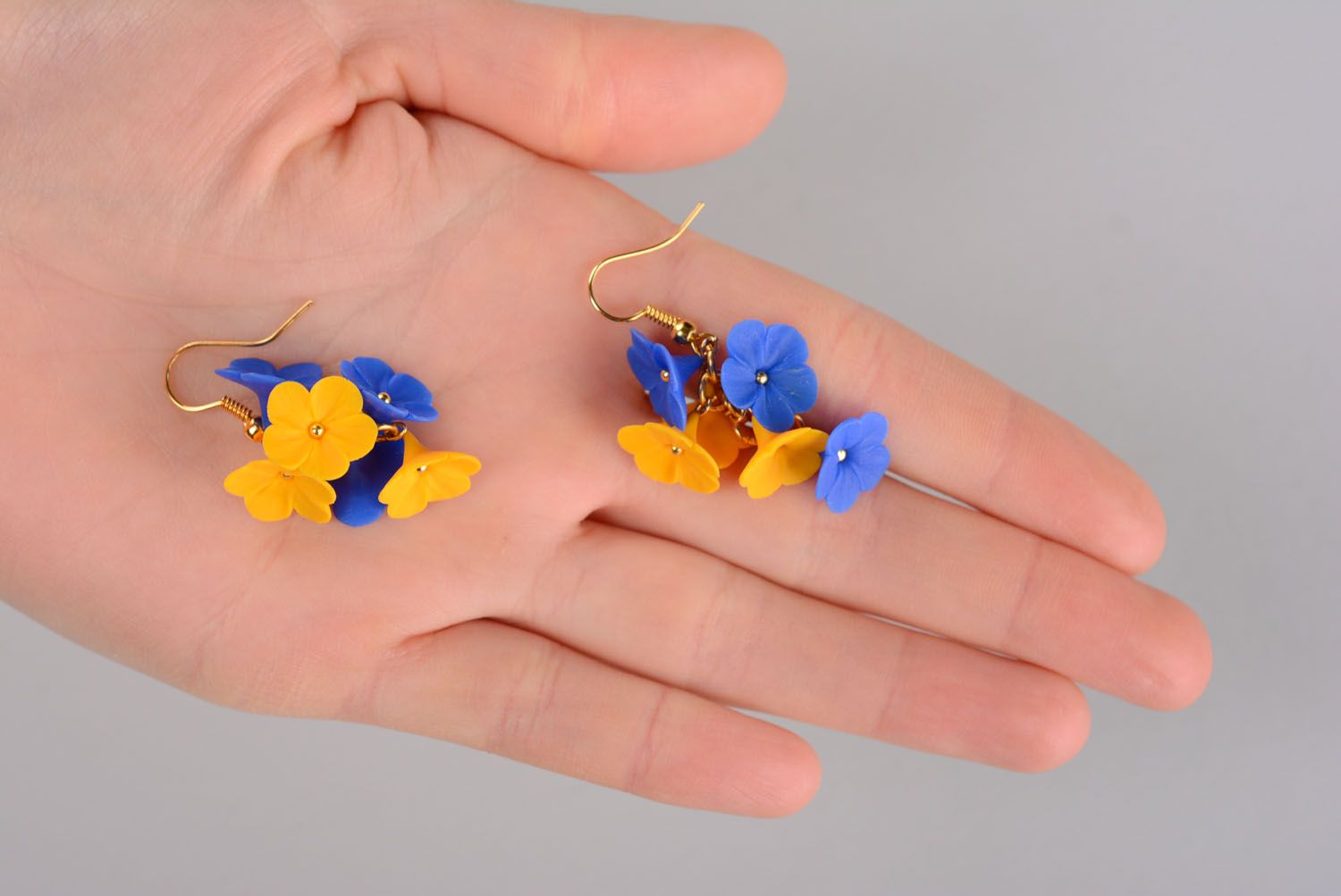 Handmade polymer clay earrings Flowers photo 5