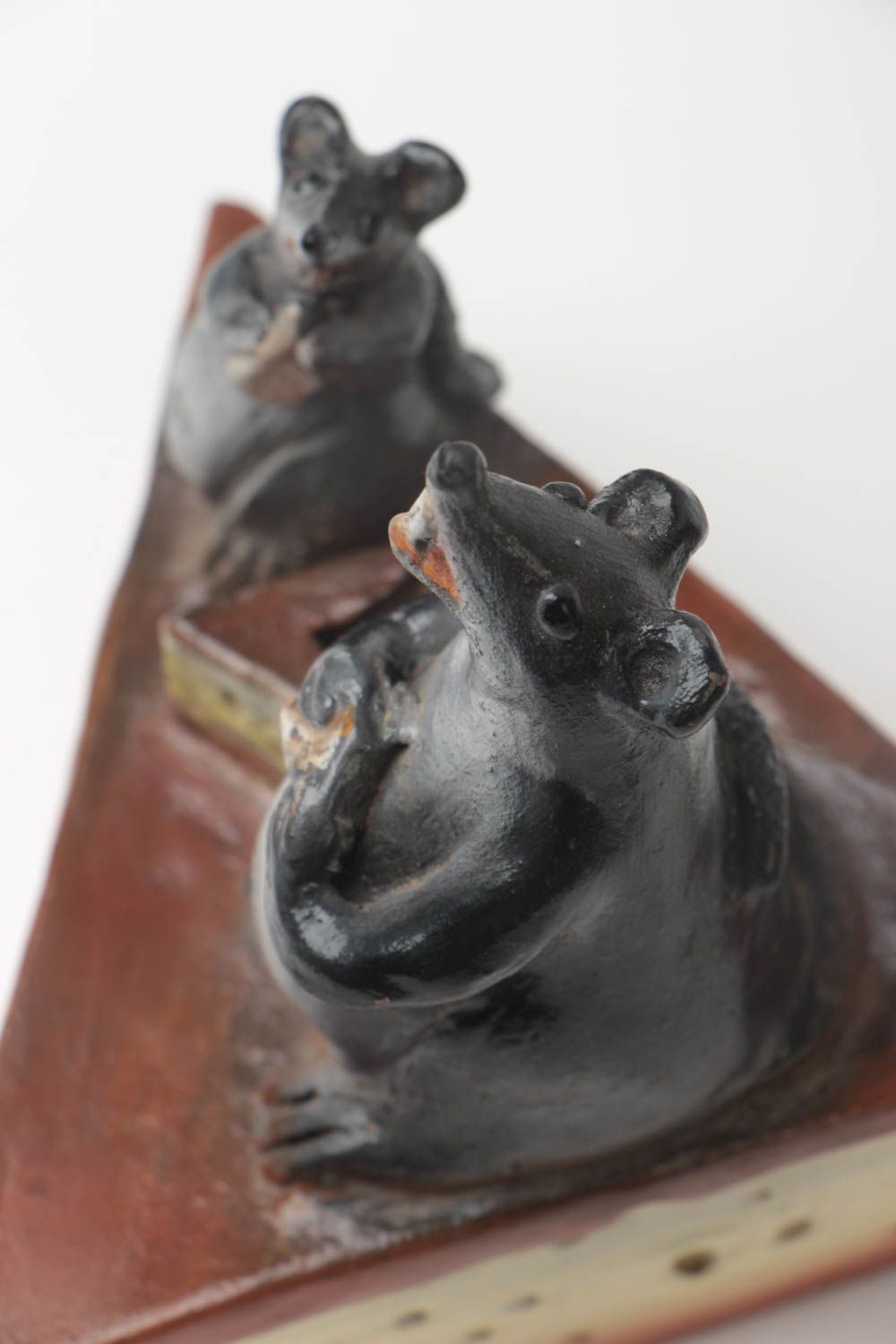 Ceramic jewelry box painted with acrylics handmade decor Rats on Cheese photo 4