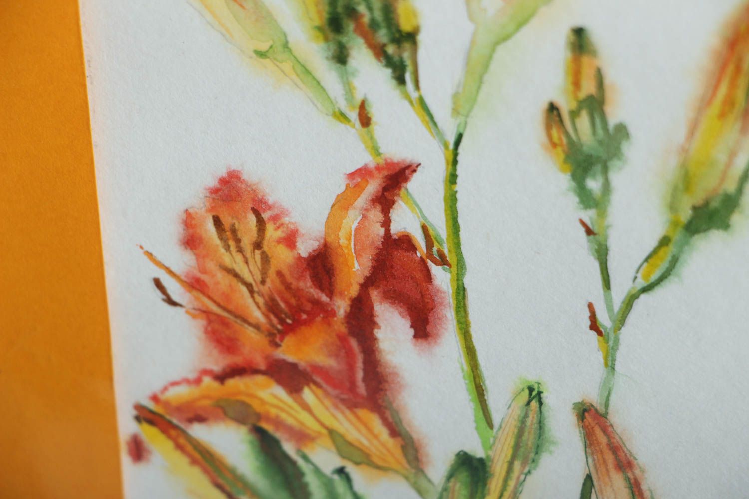 Homemade watercolor painting Lilies photo 2