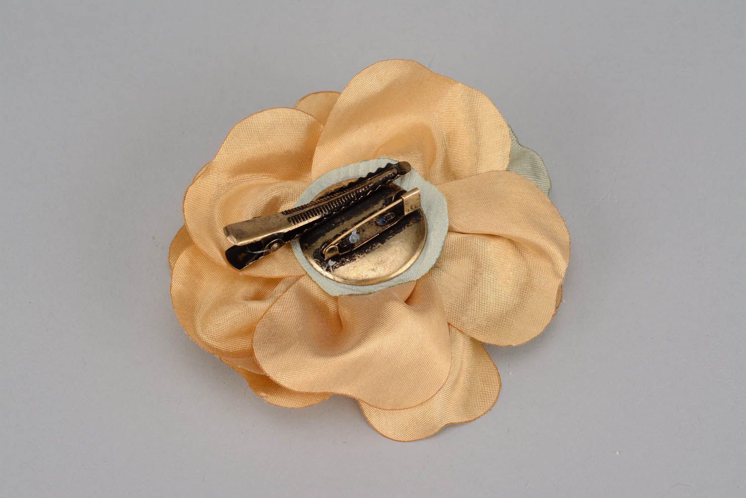 Brooch hairpin made of taffeta Golden poppy photo 2