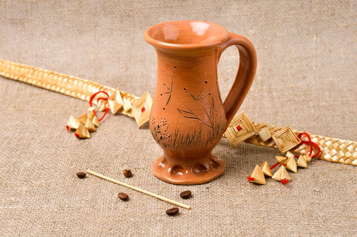 Tasse à thé céramique faite main Mug original marron 23 cl Cadeau pour amie photo 1