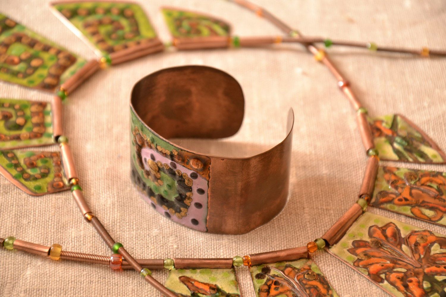 Copper Bracelet Made Using Hot Enamel Technique photo 2