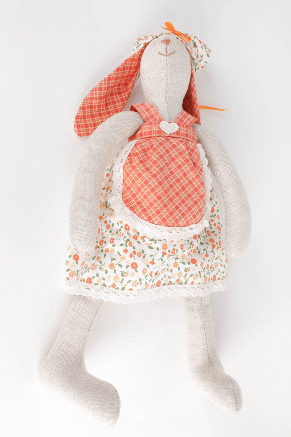 Handmade Kuscheltier Hase Geschenk für Kinder Haus Deko originell aus Baumwolle foto 3