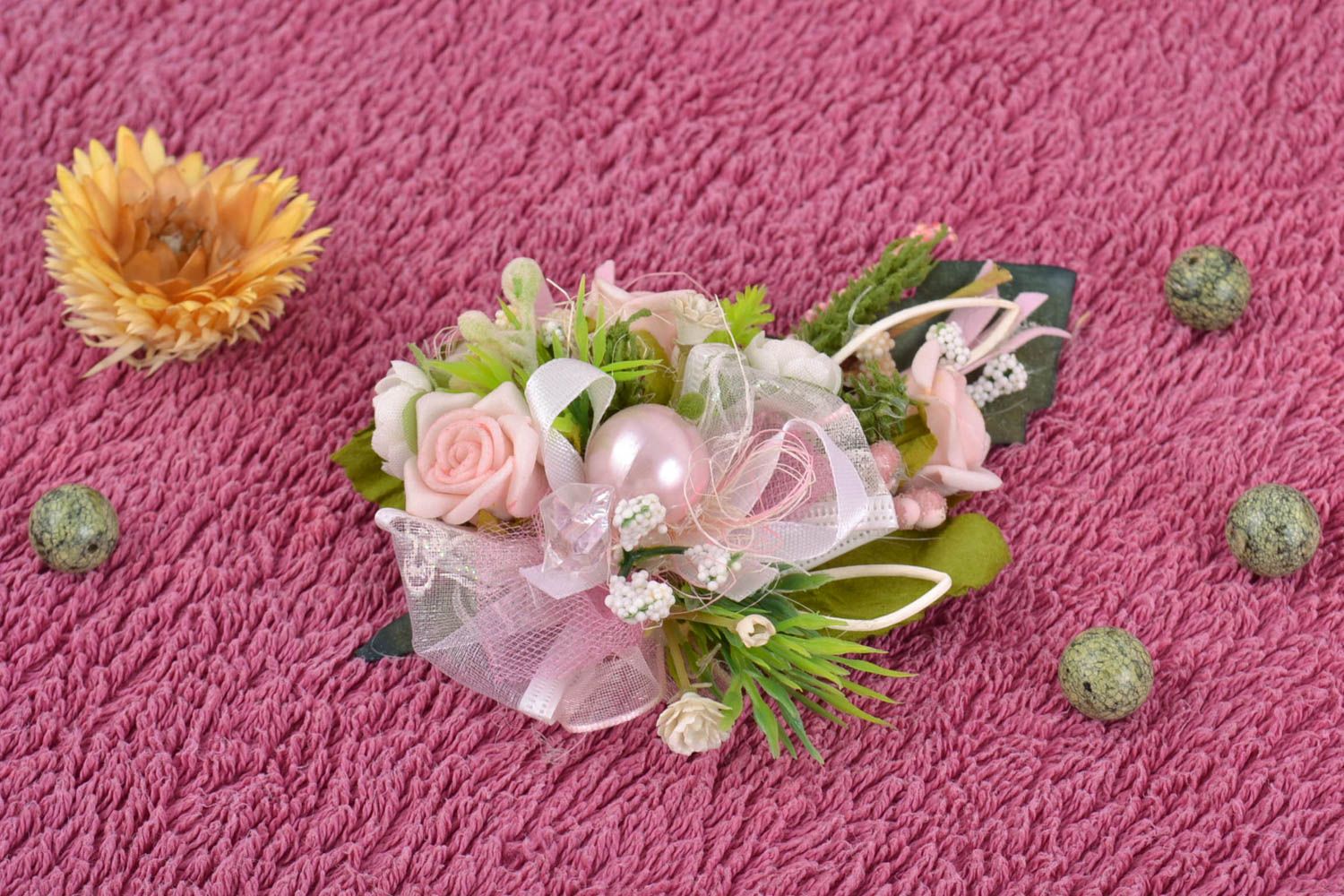 Blank for handmade hair clip or brooch flower accessory for jewelry creation photo 1