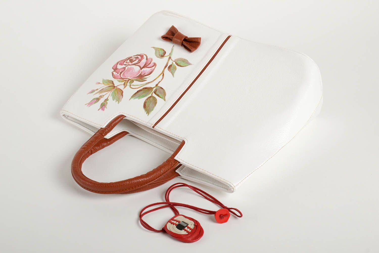 Handmade purse leather handbag leatherette pendant summer accessories for women photo 4