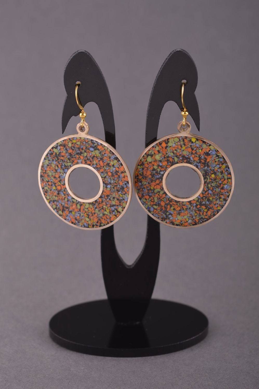 Round handmade brass earrings gemstone earrings metal jewelry designs gift ideas photo 1