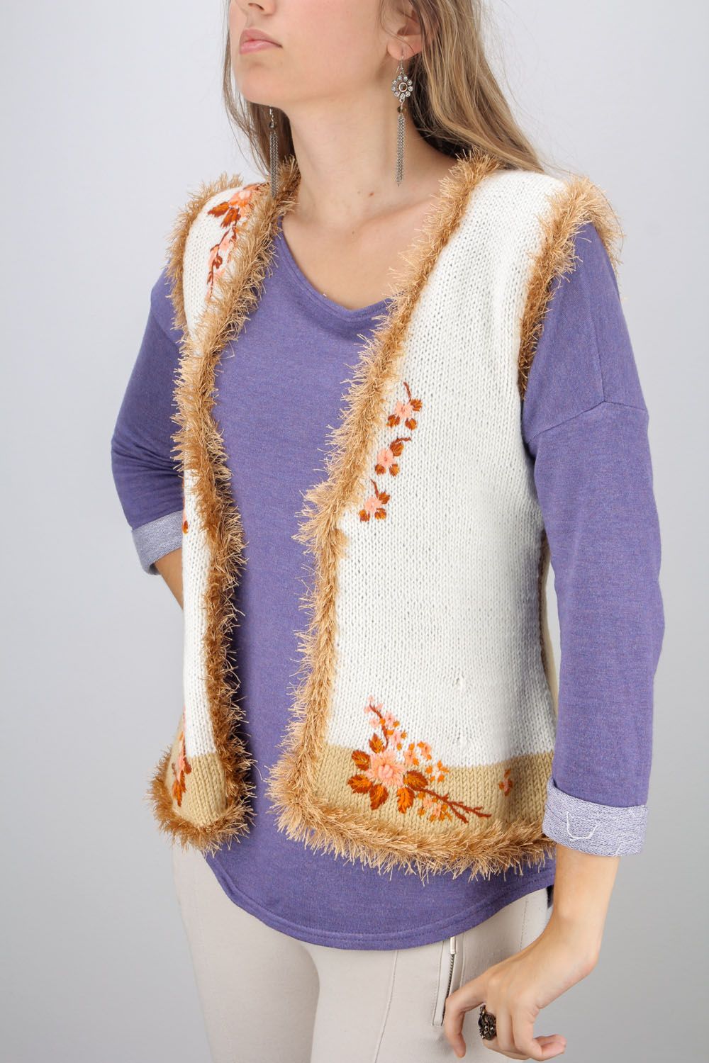 Homemade knitted vest Sunny Autumn photo 1
