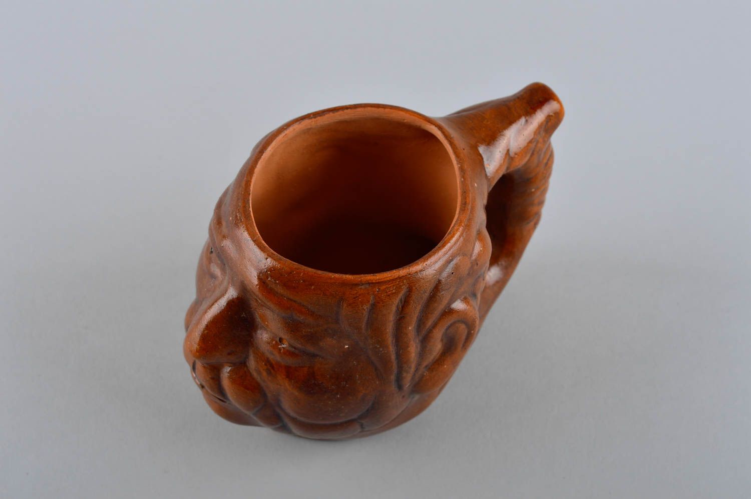 8 oz art clay glazed fish face coffee cup with handle photo 4
